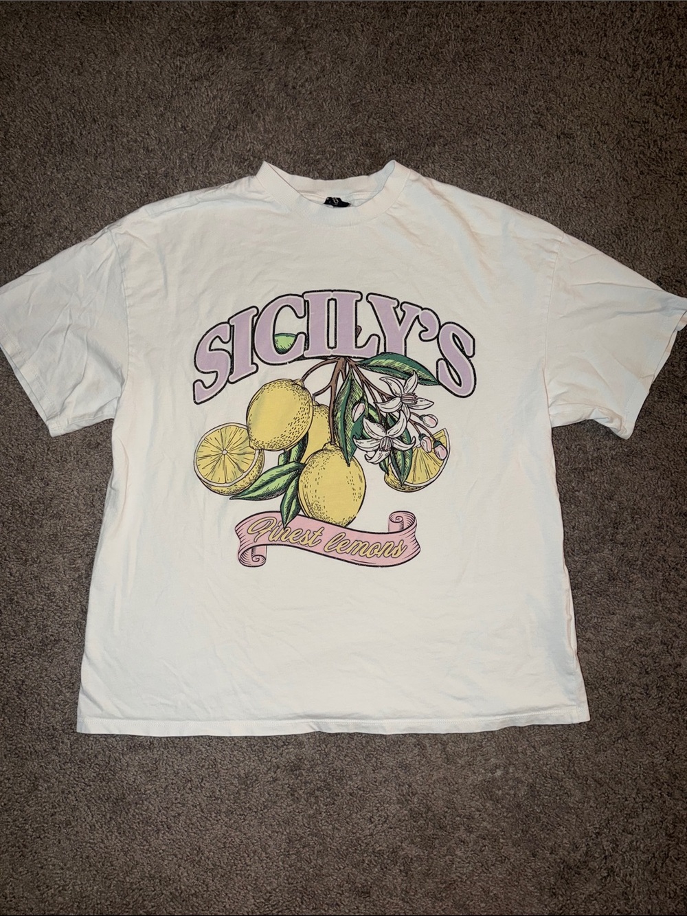 H&M White Tee with Sicily's Lemon Graphic and Pastel Accents